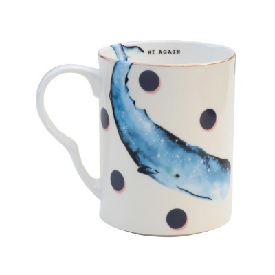Mug Whale in Bone China con Dettagli Oro – Yvonne Ellen...