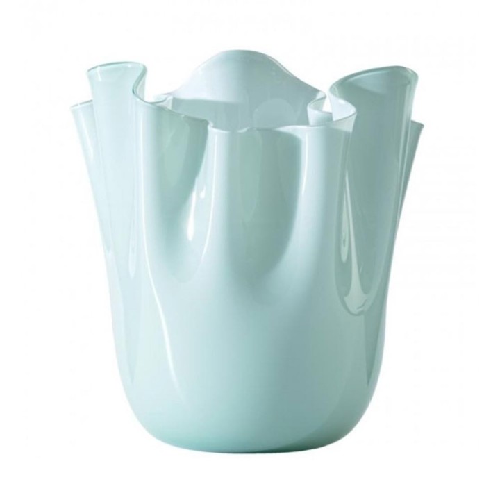 Venini Fazzoletto opalino verde rio e lattimo alto 24 cm