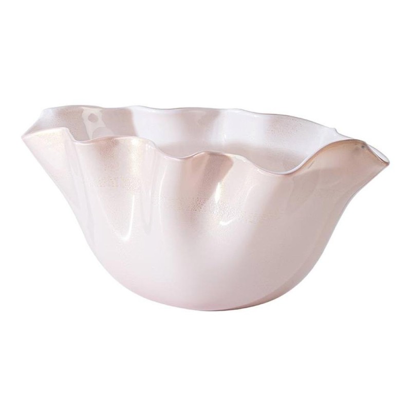 Centrotavola Venere Venini in Vetro Soffiato Opalino – Rosa Cipria e Oro (46 cm)