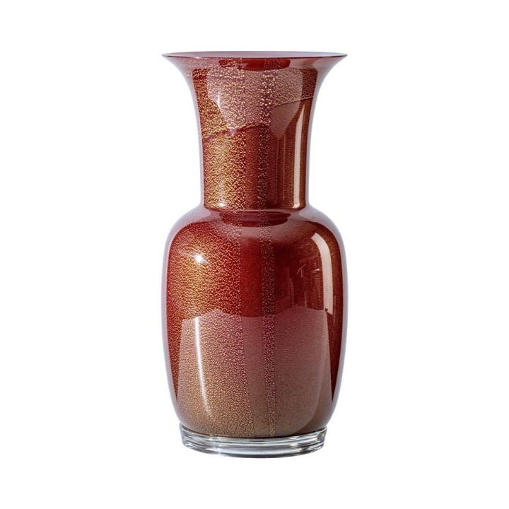 Venini Vaso Opalino rosso e oro e lattimo alto 36 cm