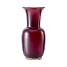 Venini Satin rosso e trasparente con foglia oro alto 30 cm