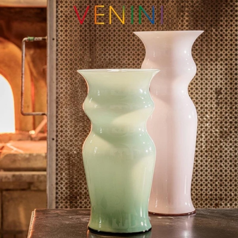 Vaso Odalische Venini Rosa Cipria in Vetro di...