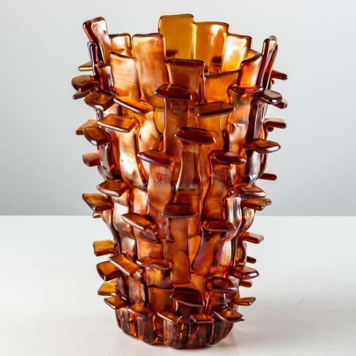 Venini Vaso Ritagli di Fulvio Bianconi iridato alto 30 cm
