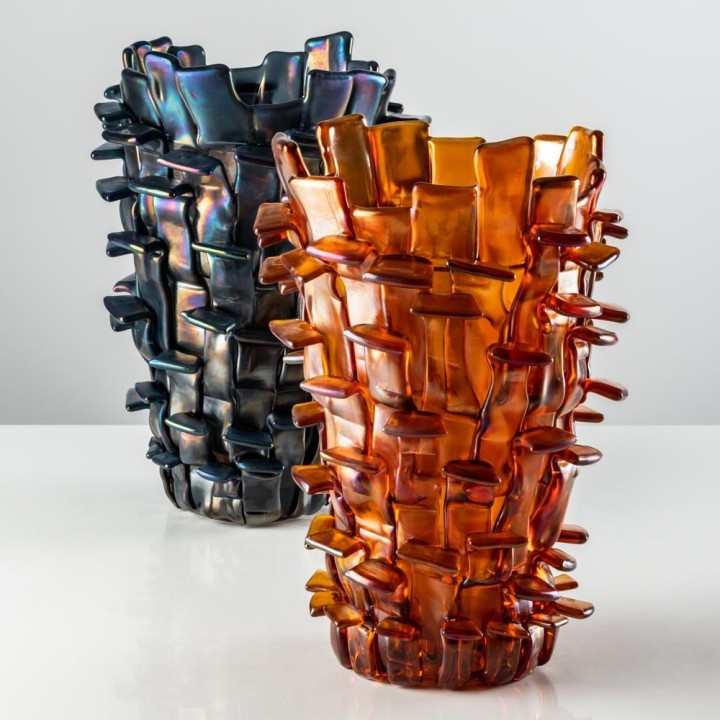 Venini Vaso Ritagli di Fulvio Bianconi iridato alto 30 cm