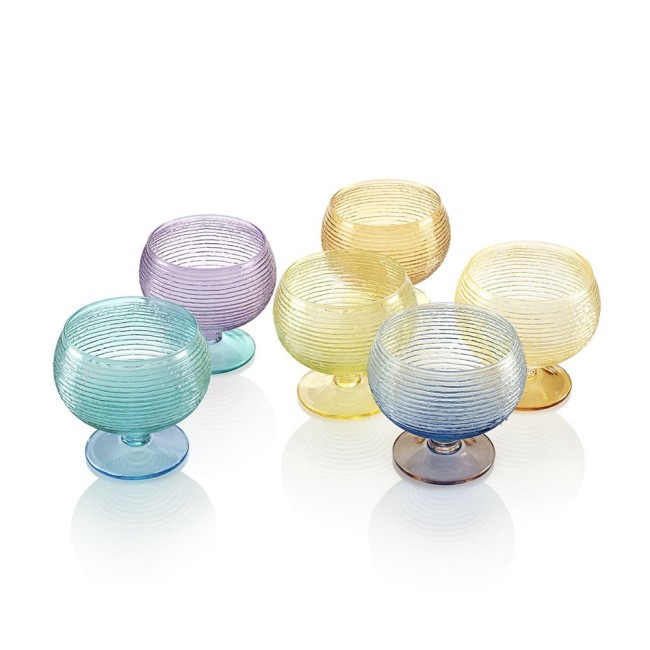 MULTI SET 6 COPPETTE GELATO BICOLO COLORI ASS C/SC