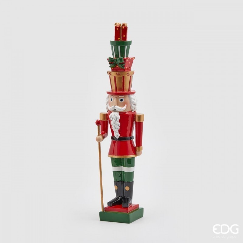 Statuetta Decorativa Soldatino Schiaccianoci con Cappello Pacchi Regalo H51 cm - EDG Enzo De Gasperi