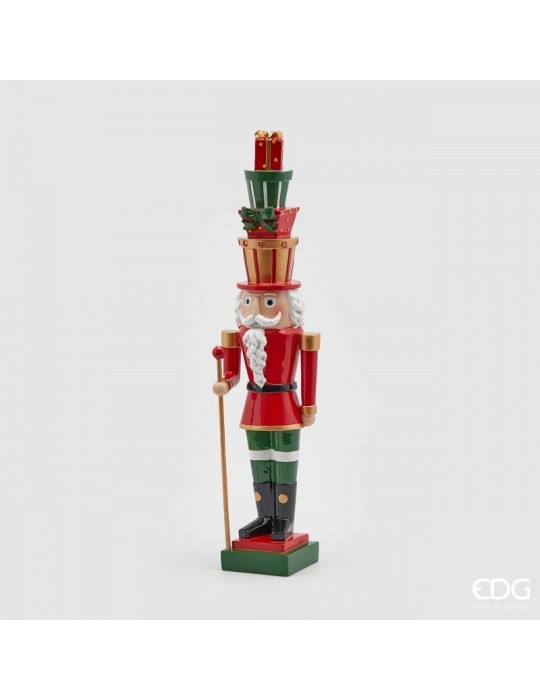 Statuetta Decorativa Soldatino Schiaccianoci con Cappello Pacchi Regalo H51 cm - EDG Enzo De Gasperi