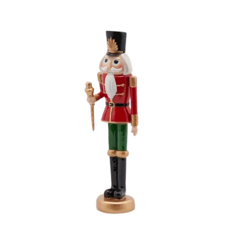 Enzo De Gasperi Soldatino Schiaccianoci Poly con Scettro H33 cm