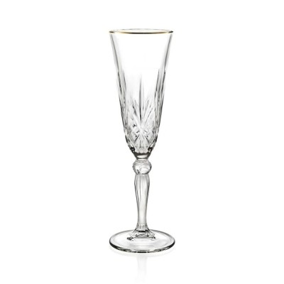 Brandani Set 6 Flute Gold and Gold in Crystal Glass –...