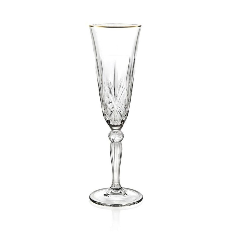 Brandani Set 6 Flute Gold and Gold in Crystal Glass – Linea Feste