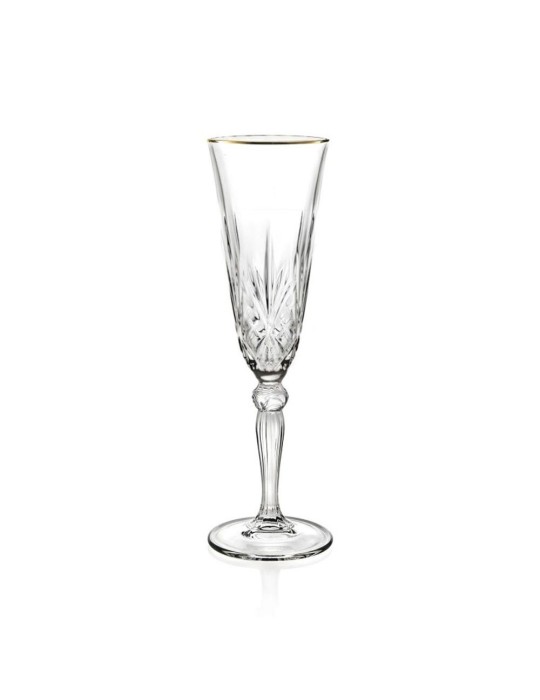 Brandani Set 6 Flute Gold and Gold in Crystal Glass – Linea Feste