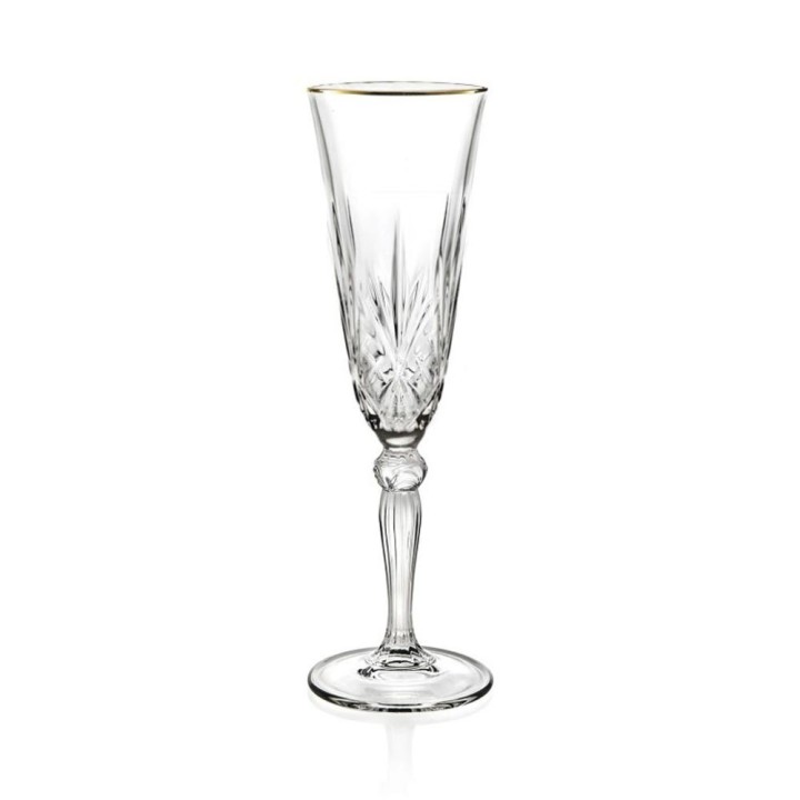 Brandani Set di 6 flute Gold and Gold in crystal glass