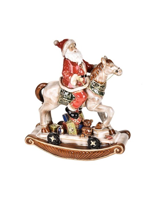 BABBO NATALE SU CAVALLO PORCELLANA