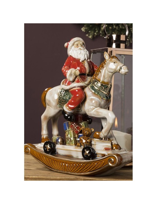 BABBO NATALE SU CAVALLO PORCELLANA