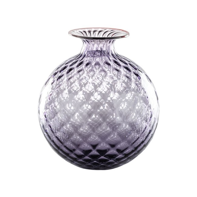 Venini vaso Monofiori Balloton indaco con filo rosso Ø21.5cm