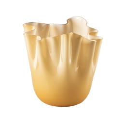 Venini Vaso Fazzoletto opalino ambra e lattimo alto 24 cm