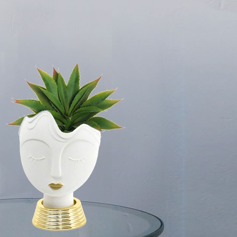Bongelli Preziosi vaso con testa di donna bianco ed oro H13cm