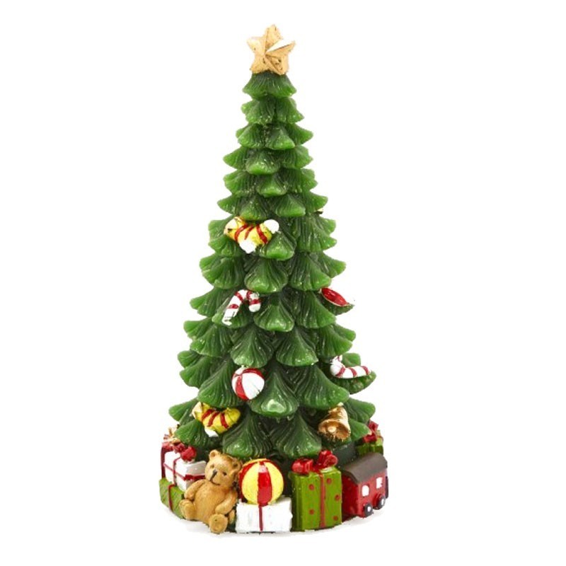 Candela Natalizia Pino Decorato H22 cm - Enzo De Gasperi (EDG)
