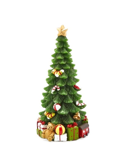 Candela Natalizia Pino Decorato H22 cm - Enzo De Gasperi (EDG)