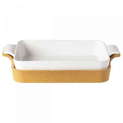RECT BAKER W/CORK 39CM ENSAMBLE WHITE