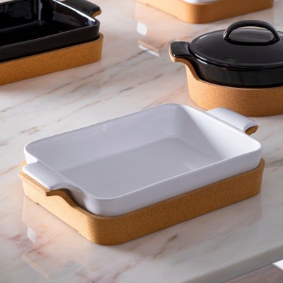 RECT BAKER W/CORK 39CM ENSAMBLE WHITE 2