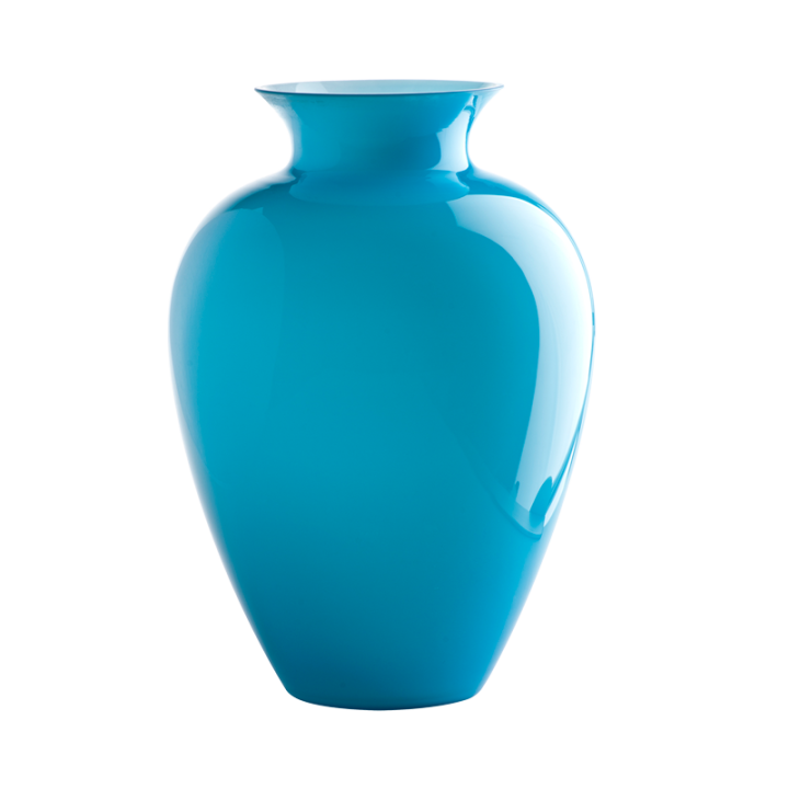 Venini Vaso Labuan acquamare con interno lattimo alto 29 cm