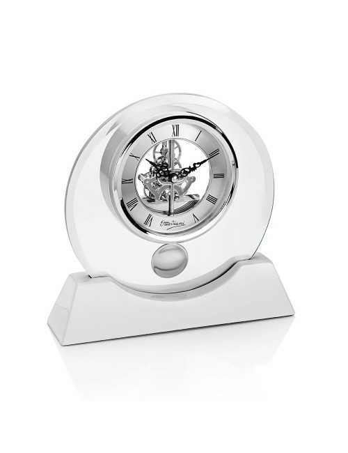 OROLOGIO CRISTALLO E BASE IN LEGNO 14X5X23