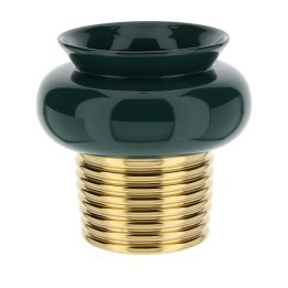 Hervit Vaso verde con base oro 25X25CM