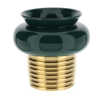 Hervit Vaso verde con base oro 25X25CM