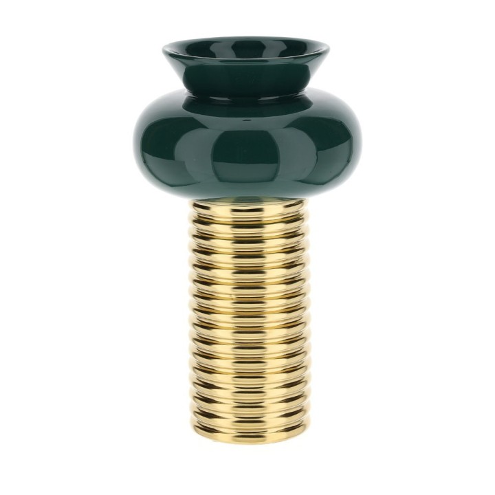 Hervit Vaso verde con base oro 25X34CM