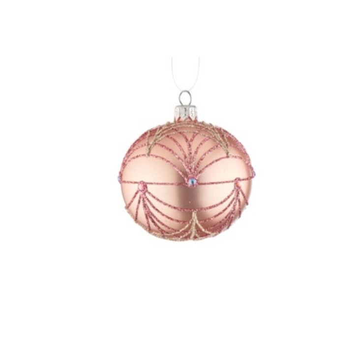 L'Oca Nera Pallina di Natale decorata rosa