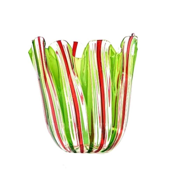 Venini Vaso Fazzoletto a canne multicolore