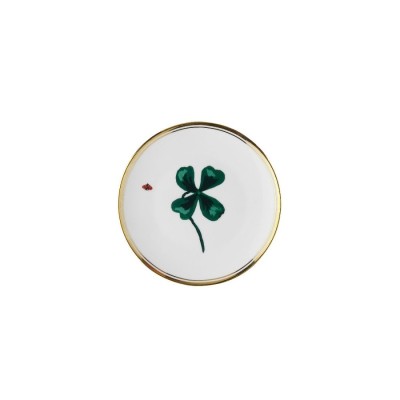 Piatto Quadrifoglio – Porcellana Decorata con Bordo Oro –...