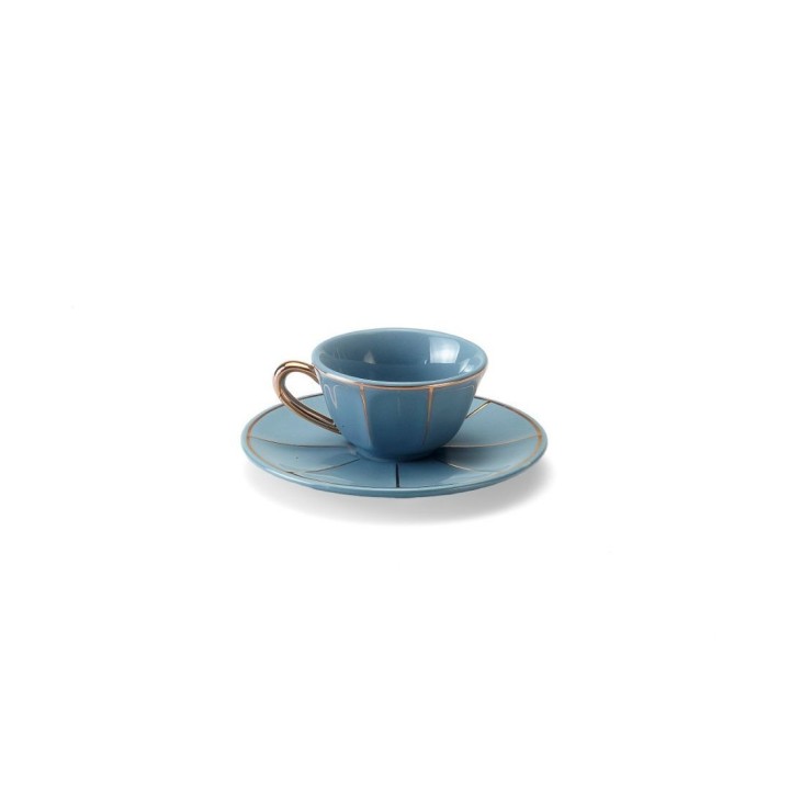 Bitossi Home Tazza da caffè con piattino porcellana e oro