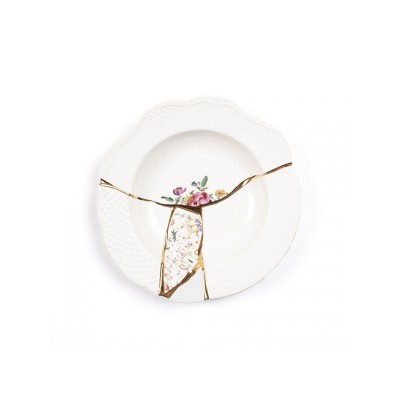 PIATTO FONDO IN PORCELLANA ? Cm.22 h.4 "KINTSUGI-n