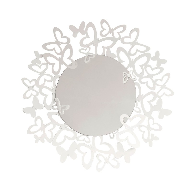 Specchio Butterfly Storm Bianco Arte e Mestieri in Ferro Ø86 cm