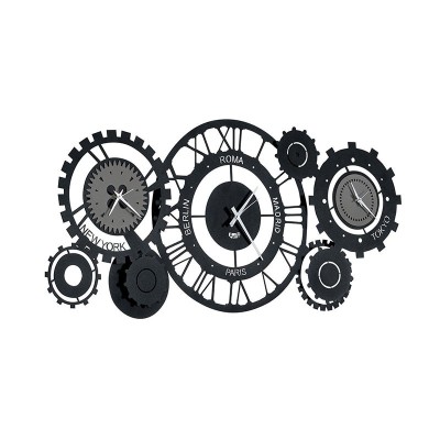 OROLOGIO DA PARETE GRANDE FUSO MECCANO NERO STILE...