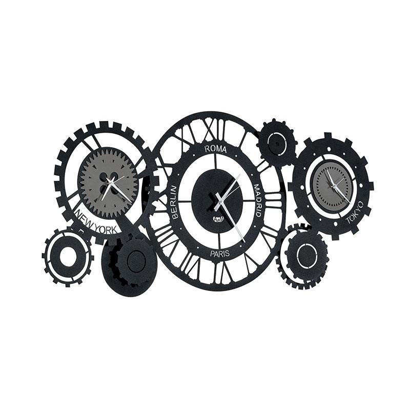 OROLOGIO DA PARETE GRANDE FUSO MECCANO NERO STILE INDUSTRIALE | ARTI E MESTIERI