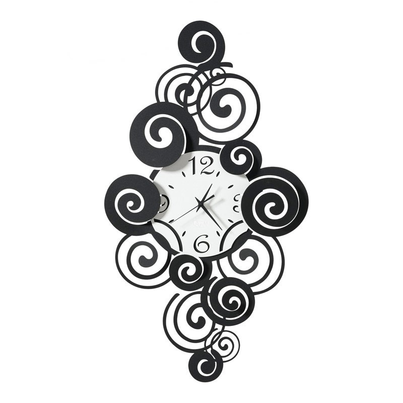 Orologio Arabesque Nero-Bianco Marmo di Arti e Mestieri