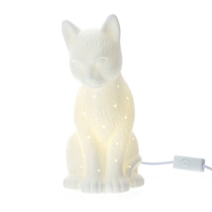 Hervit Creations Lampada Gatto in porcellana 17 × 26 cm