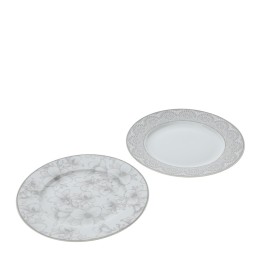 Hervit 2 piatti da dessert bianchi e grigi Ø 19,5 cm