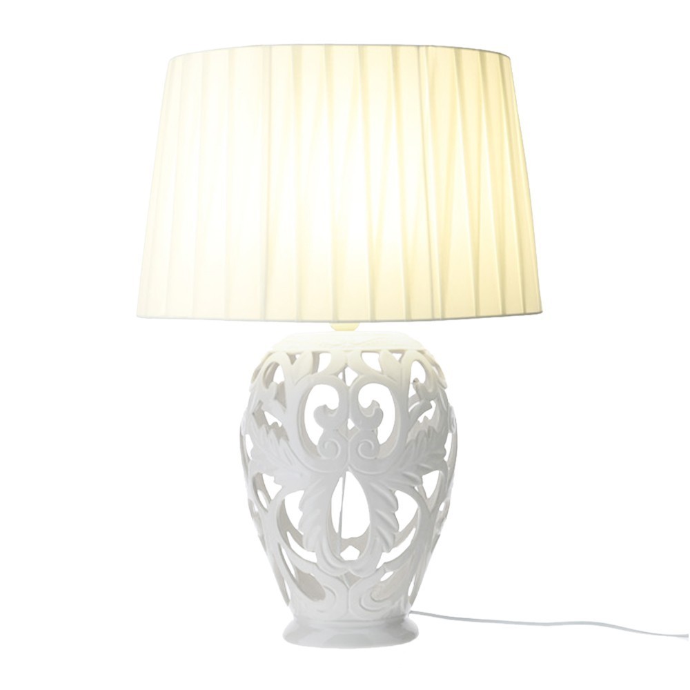 Hervit Lampada Barocca ovale porcellana traforata 65 cm