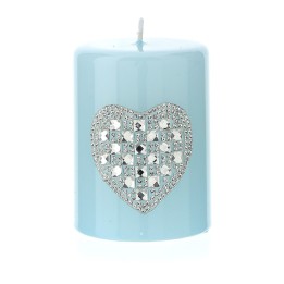 Hervit Creations Candela moccolo blu con cuore di strass