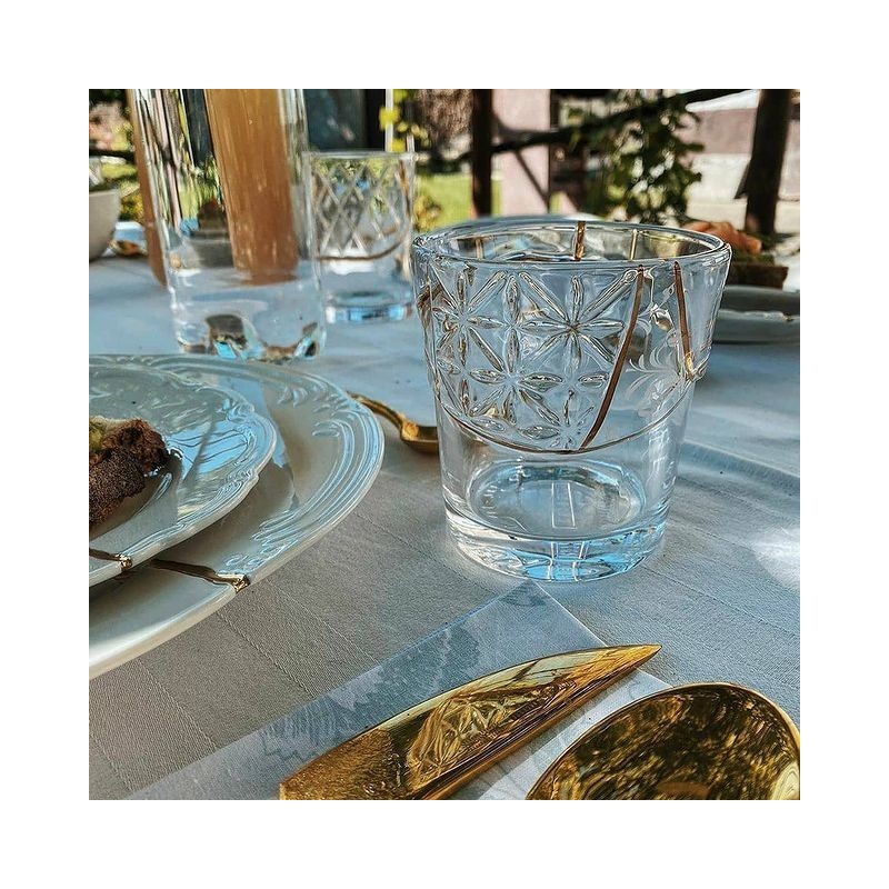 BICCHIERE IN VETRO "KINTSUGI -n'2"  ? Cm.7,6 h. 10