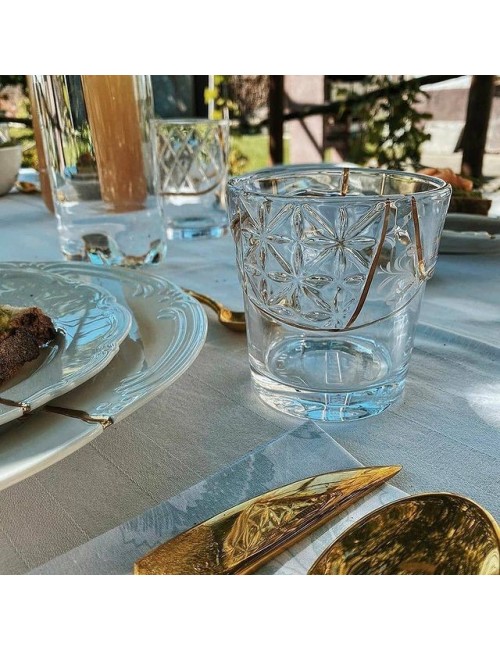 BICCHIERE IN VETRO "KINTSUGI -n'2"  ? Cm.7,6 h. 10
