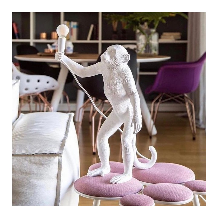 Seletti Monkey Lamp in piedi bianca alta 54 cm