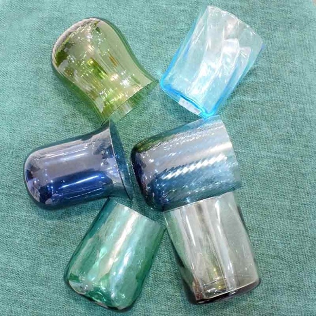 SET 6 TUMBLER ASSORTITI BLU/VERDE TEXTURE