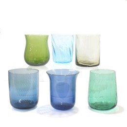 Bitossi Set di 6 tumbler Texture blu e verdi