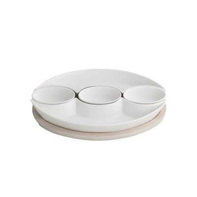 ANTIPASTIERA TRECCIA PORCELLANA BIANCA C/SUP BAM