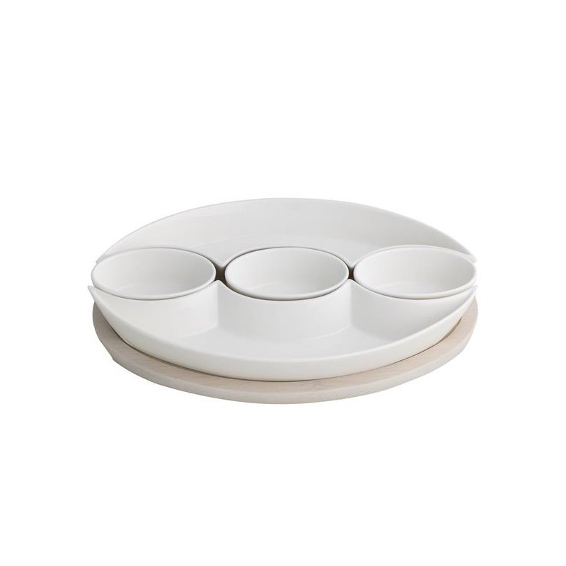 ANTIPASTIERA TRECCIA PORCELLANA BIANCA C/SUP BAM